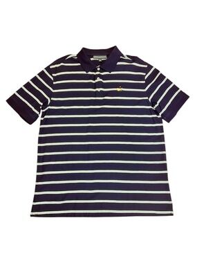 MASTERS COLLECTION Blue Green White Stripe Pima Polo Cotton Golf Augusta Men's L